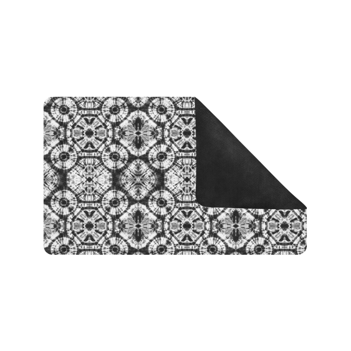 Tie Dye Black White Design Print Rubber Doormat