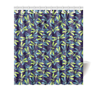 Dragonfly Lime Blue Print Pattern Shower Curtain