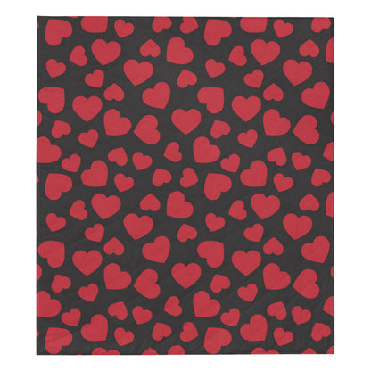 Heart Red Pattern Print Design HE01 Premium Quilt