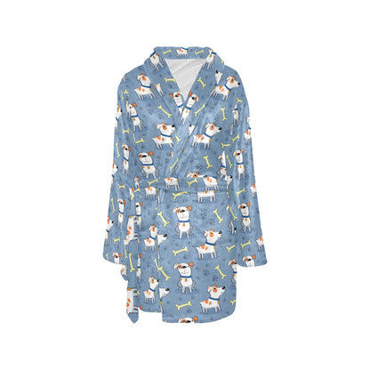 Bull Terriers Pattern Print Design 04 Women's Fleece Robe