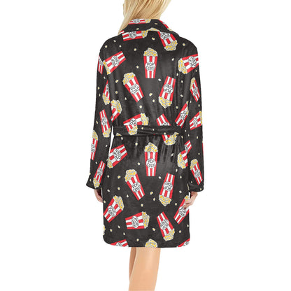 Popcorn Pattern Print Design A01 Women's Fleece Robe