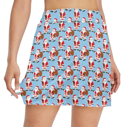 Santa Christmas Themed Print Design LKS305 17" Golf & Pickleball Skort with Pockets