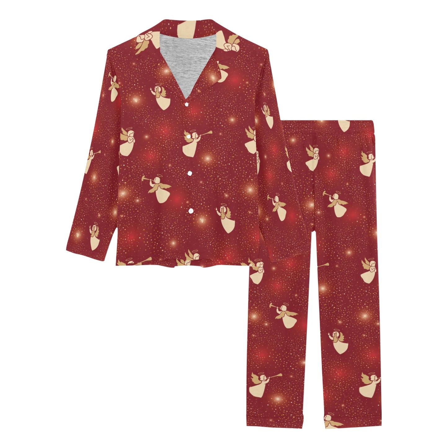 Angel Pattern Print Design 07 Women's Long Pajama Set