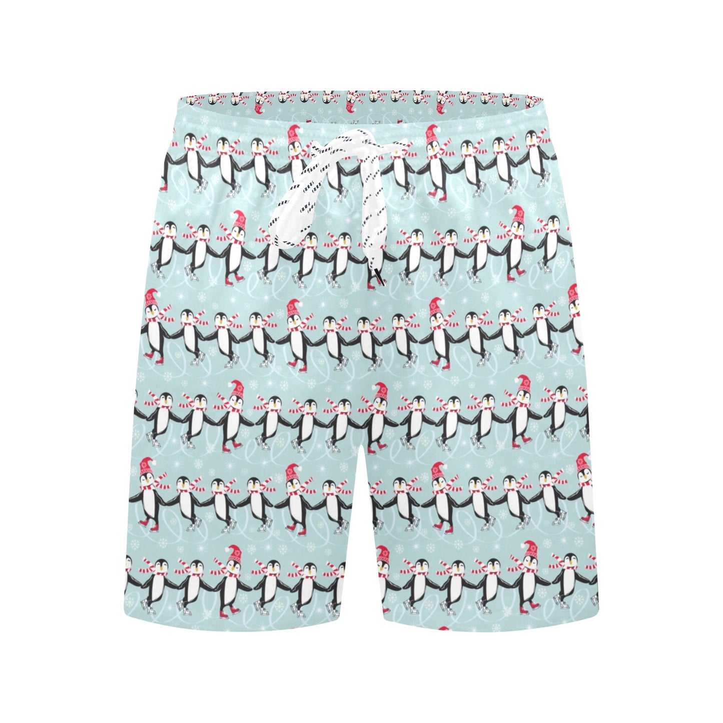 Penguin Sking Design Men's Swim Trunks Beach Shorts