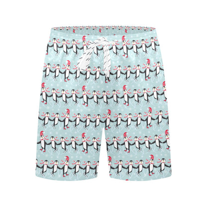 Penguin Sking Design Men's Swim Trunks Beach Shorts