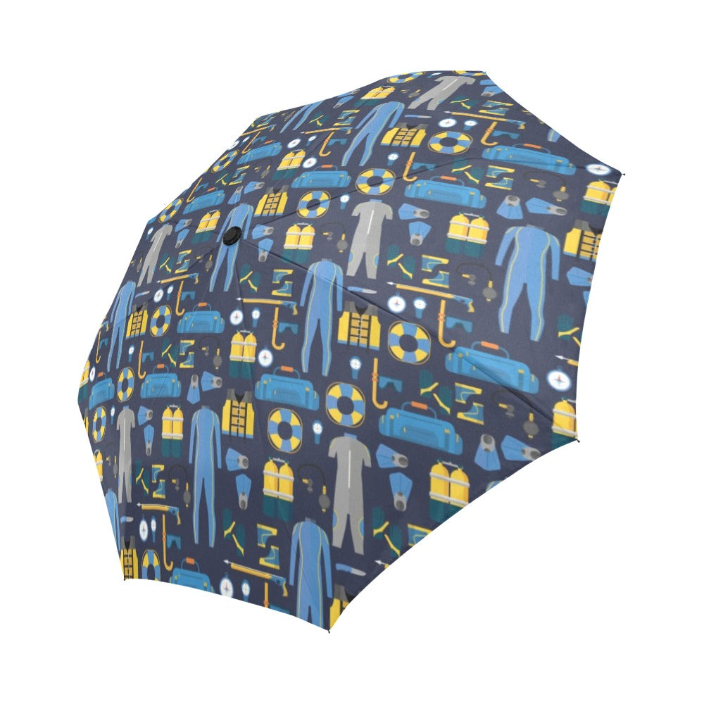 Scuba Equipment Print Design LKS305 Anti-UV Automatic Umbrella