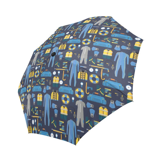 Scuba Equipment Print Design LKS305 Anti-UV Automatic Umbrella