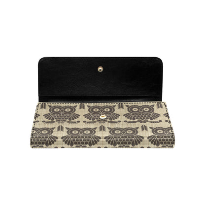 Owl Pattern Print Design A01 Women's Trifold Wallet