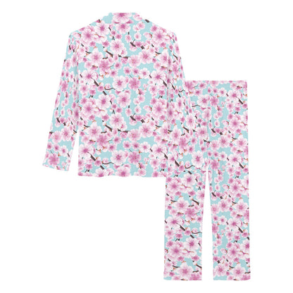Cherry Blossom Pattern Print Design 01 Women's Long Pajama Set