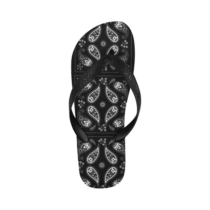 Bandana Paisley Black Print Design LKS308 Flip Flops