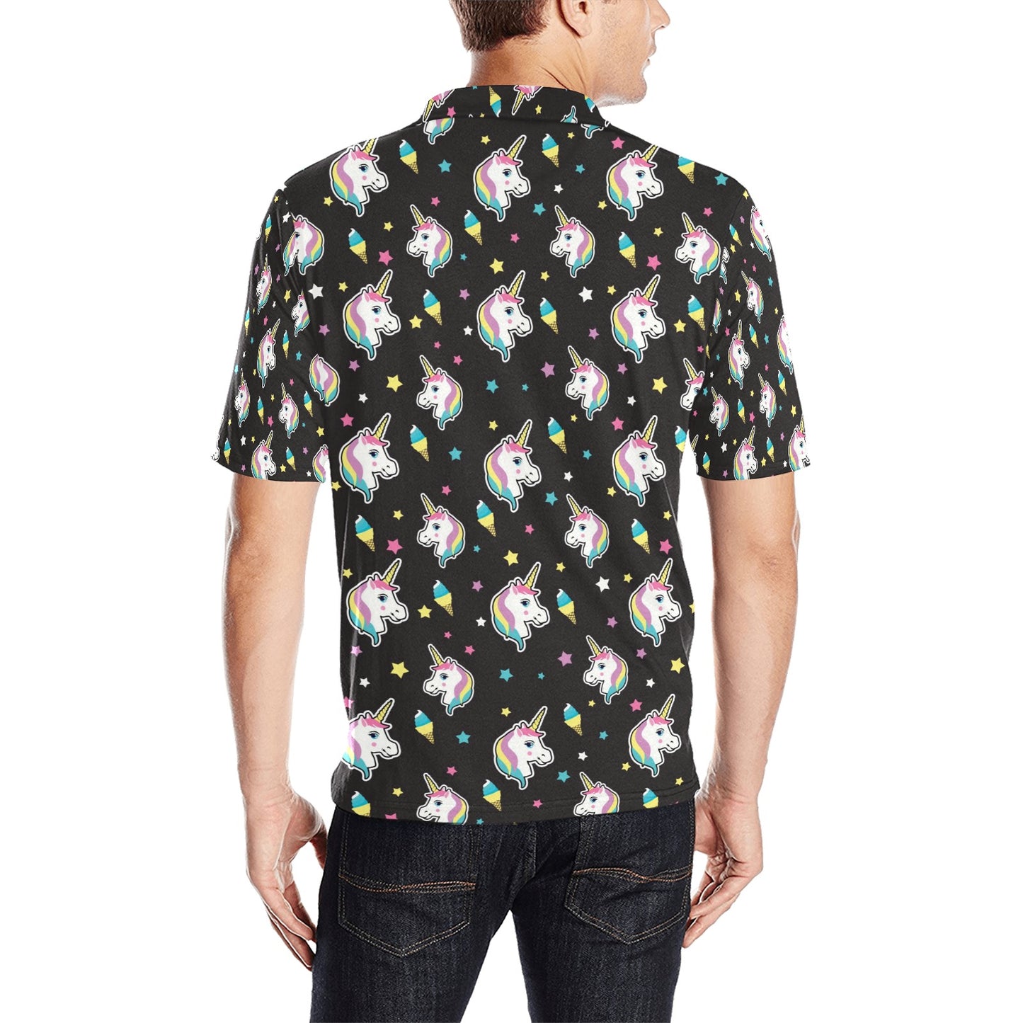 Unicorn Print Design LKS302 Men Polo Shirt