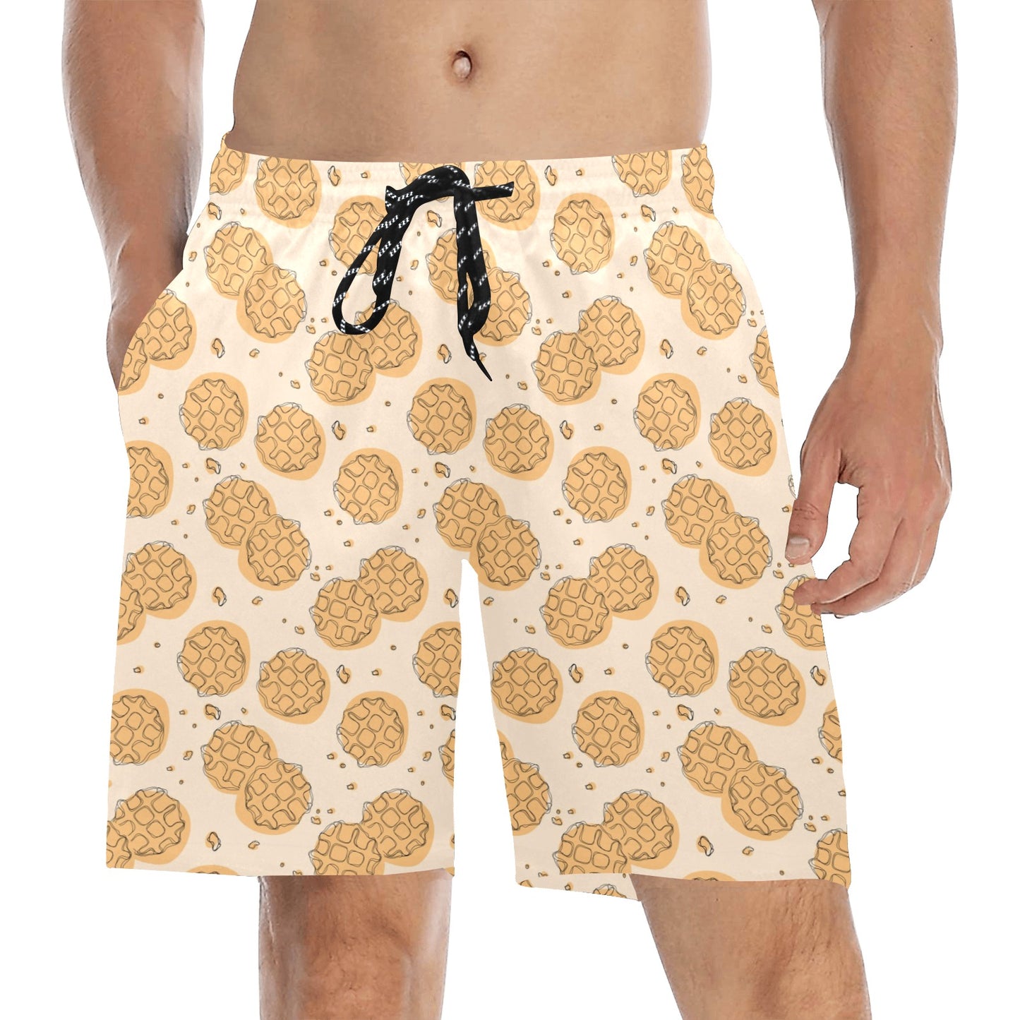 Waffle Print Design LKS303 Men's Swim Trunks Beach Shorts