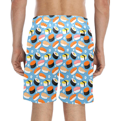 Sushi Print Design LKS304 Men's Swim Trunks Beach Shorts