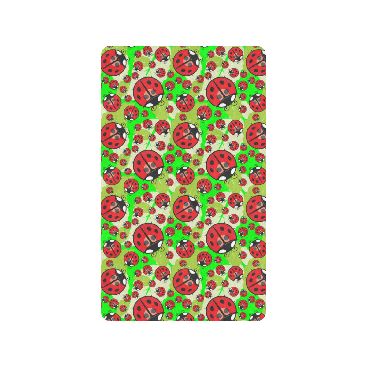 Ladybug with Leaf Print Pattern Rubber Doormat