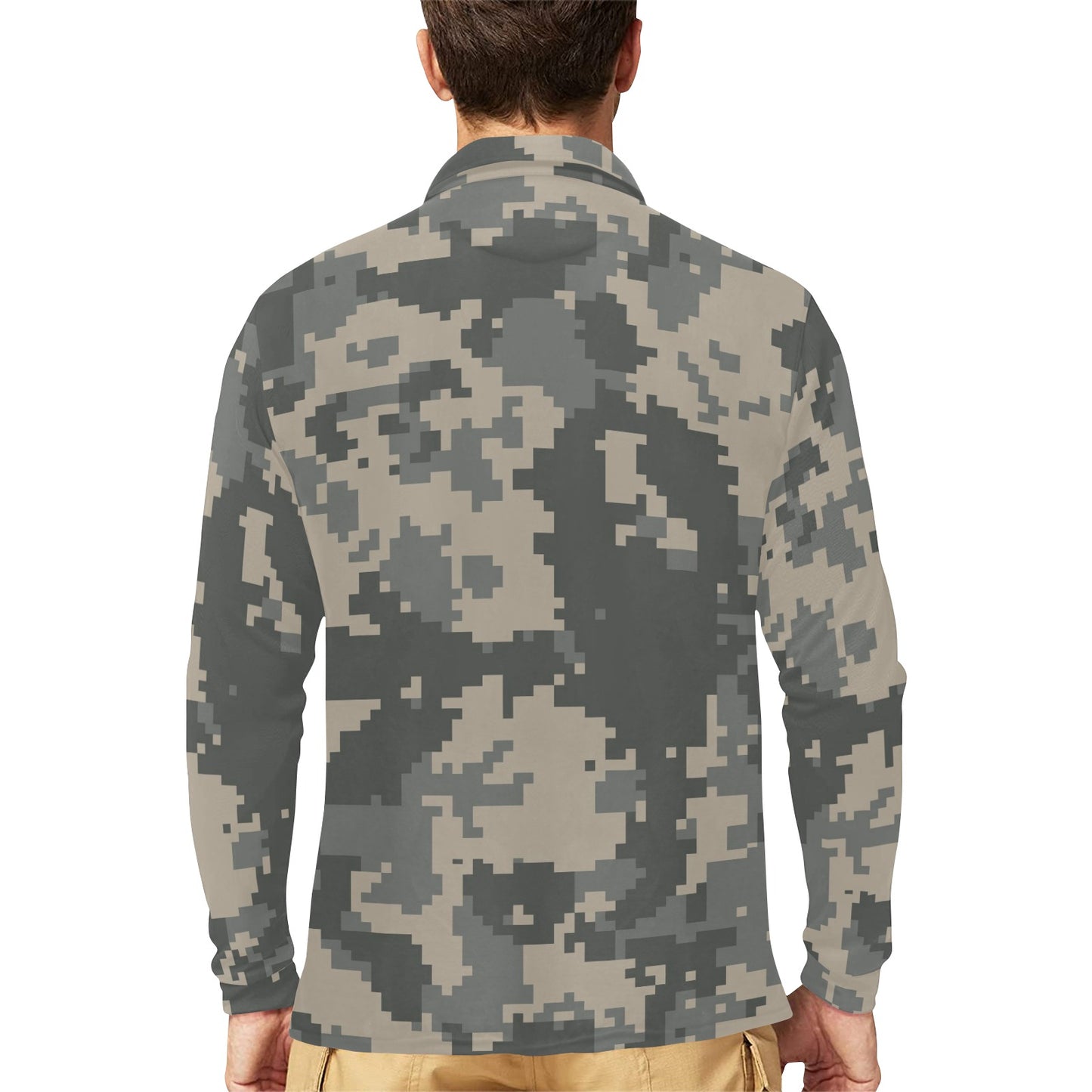 ACU Digital Camouflage Long Sleeve Polo Shirt For Men's