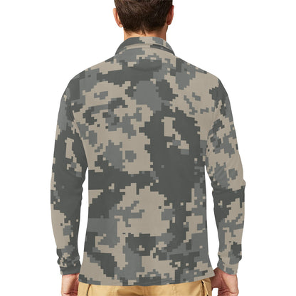 ACU Digital Camouflage Long Sleeve Polo Shirt For Men's