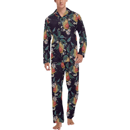 Pear Pattern Print Design PE02 Men's Long Pajama Set