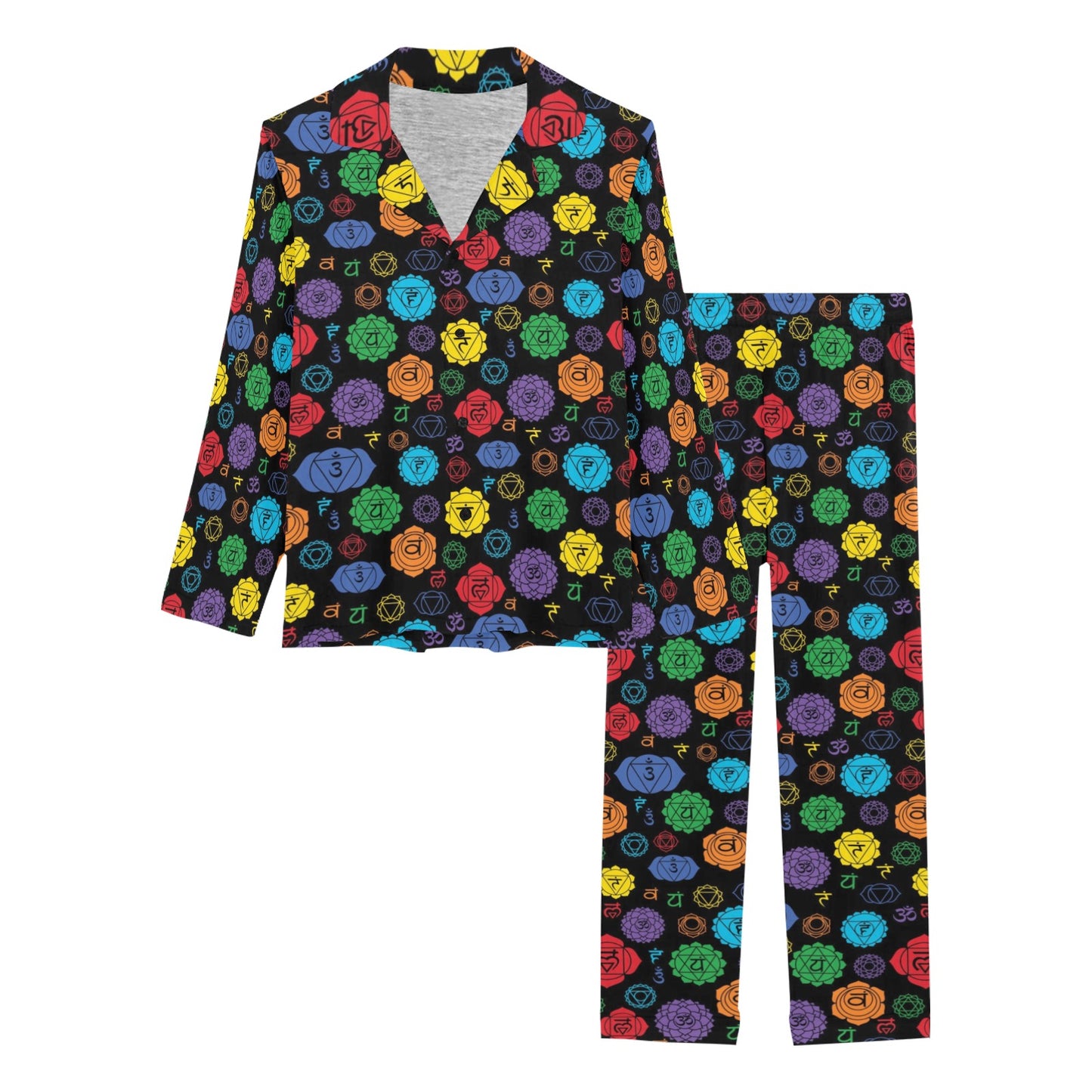 Chakra Pattern Print Design 01 Women's Long Pajama Set