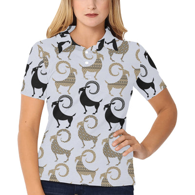 Goat Pattern Print Design 03 Women's Polo Shirt