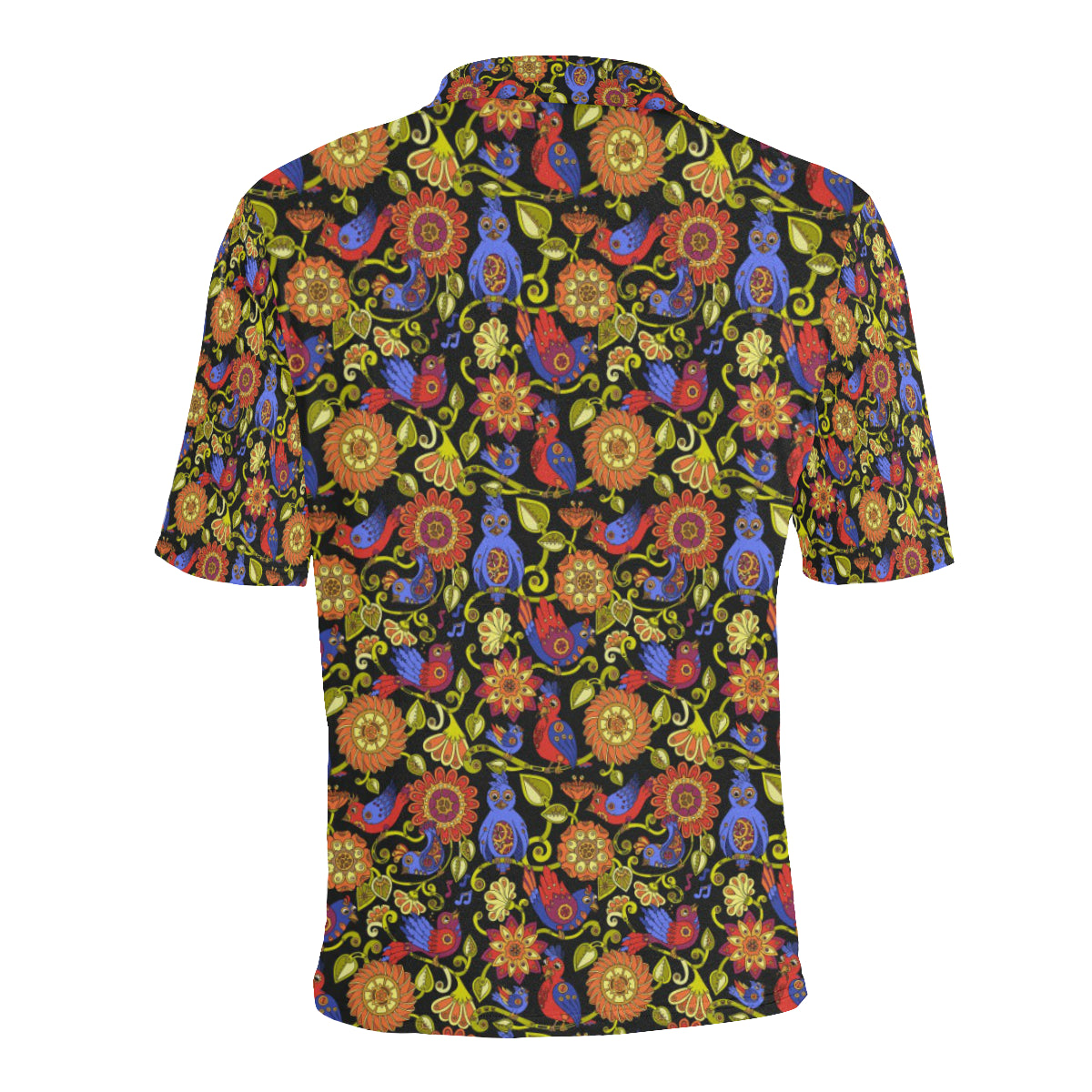 Steampunk Bird Design Themed Print Men Polo Shirt