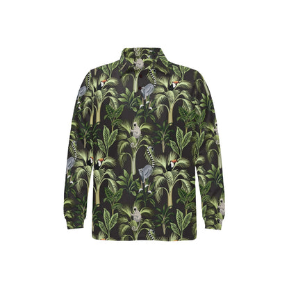 Rainforest Pattern Print Design RF05 Long Sleeve Polo Shirt For Men's