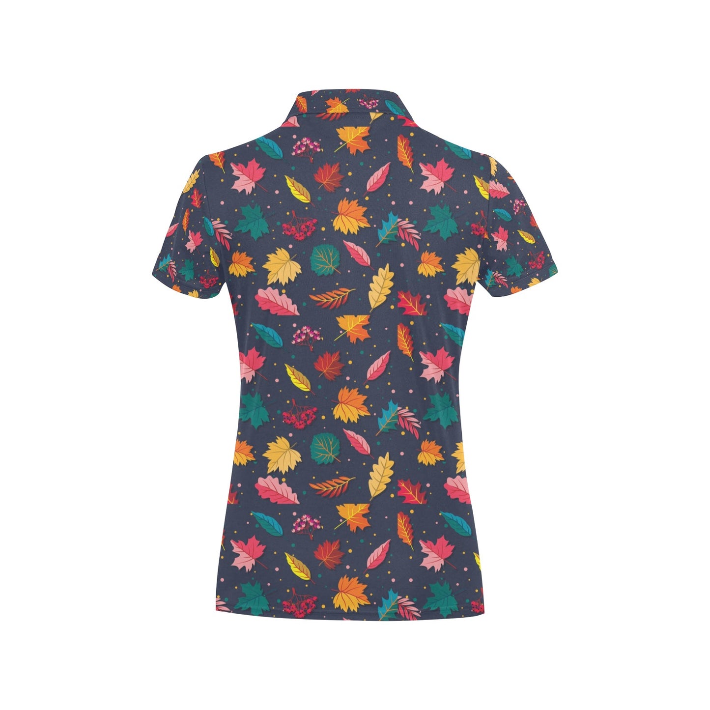 Elm Leave Colorful Print Pattern Women's Polo Shirt