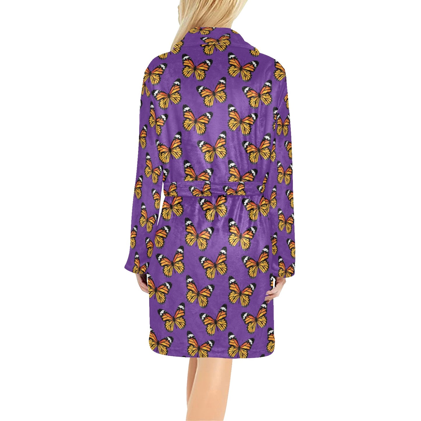 Monarch Butterfly Purple Print Pattern Women's Fleece Robe