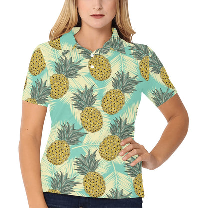 Pineapple Pattern Print Design PP03 Women's Polo Shirt