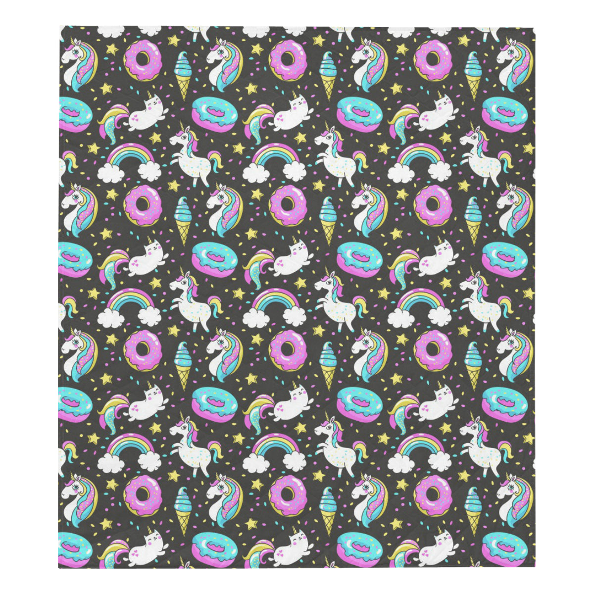 Donut Unicorn Pattern Print Design DN09 Premium Quilt