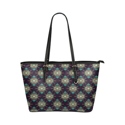 Navajo Geometric Style Print Pattern Leather Tote Bag