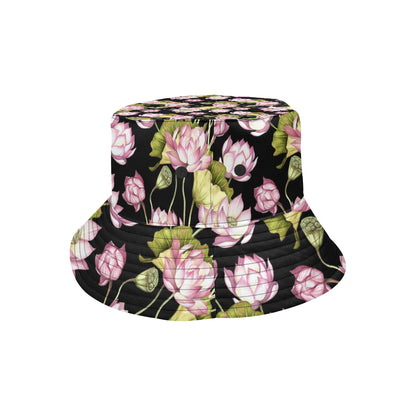 Water Lily Pattern Print Design WL06 Unisex Bucket Hat