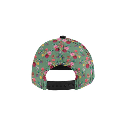 Hummingbird with Rose Themed Print Snapback Cap