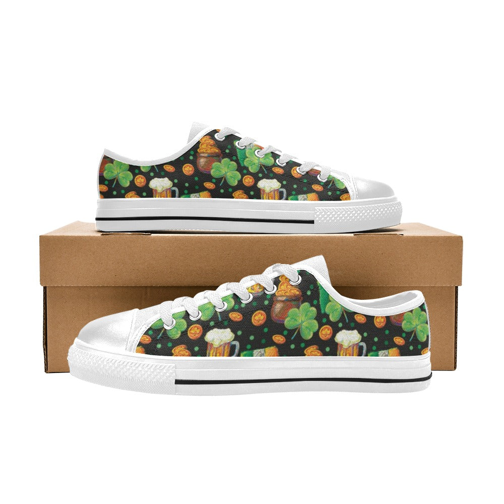 St Patricks Day Print Design LKS303 Women's White Low Top Shoes