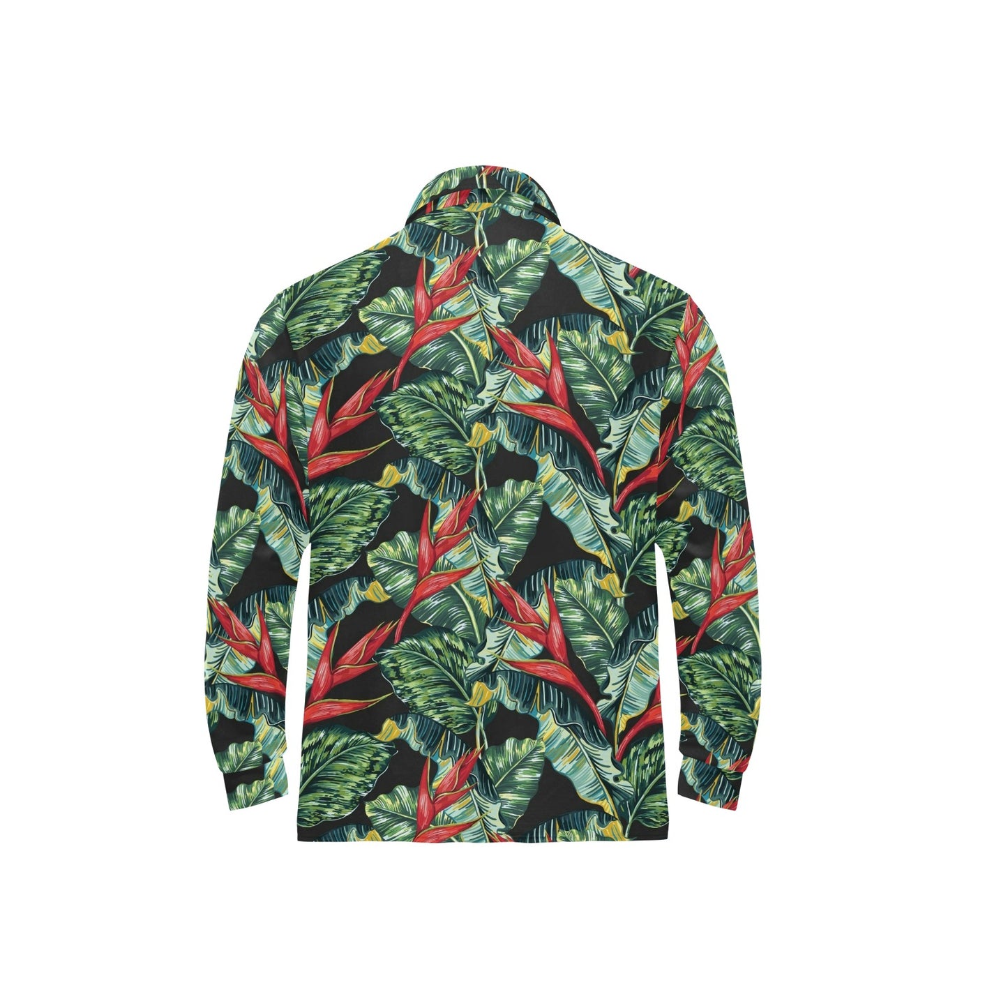 Bird Of Paradise Pattern Print Design BOP06 Long Sleeve Polo Shirt For Men's