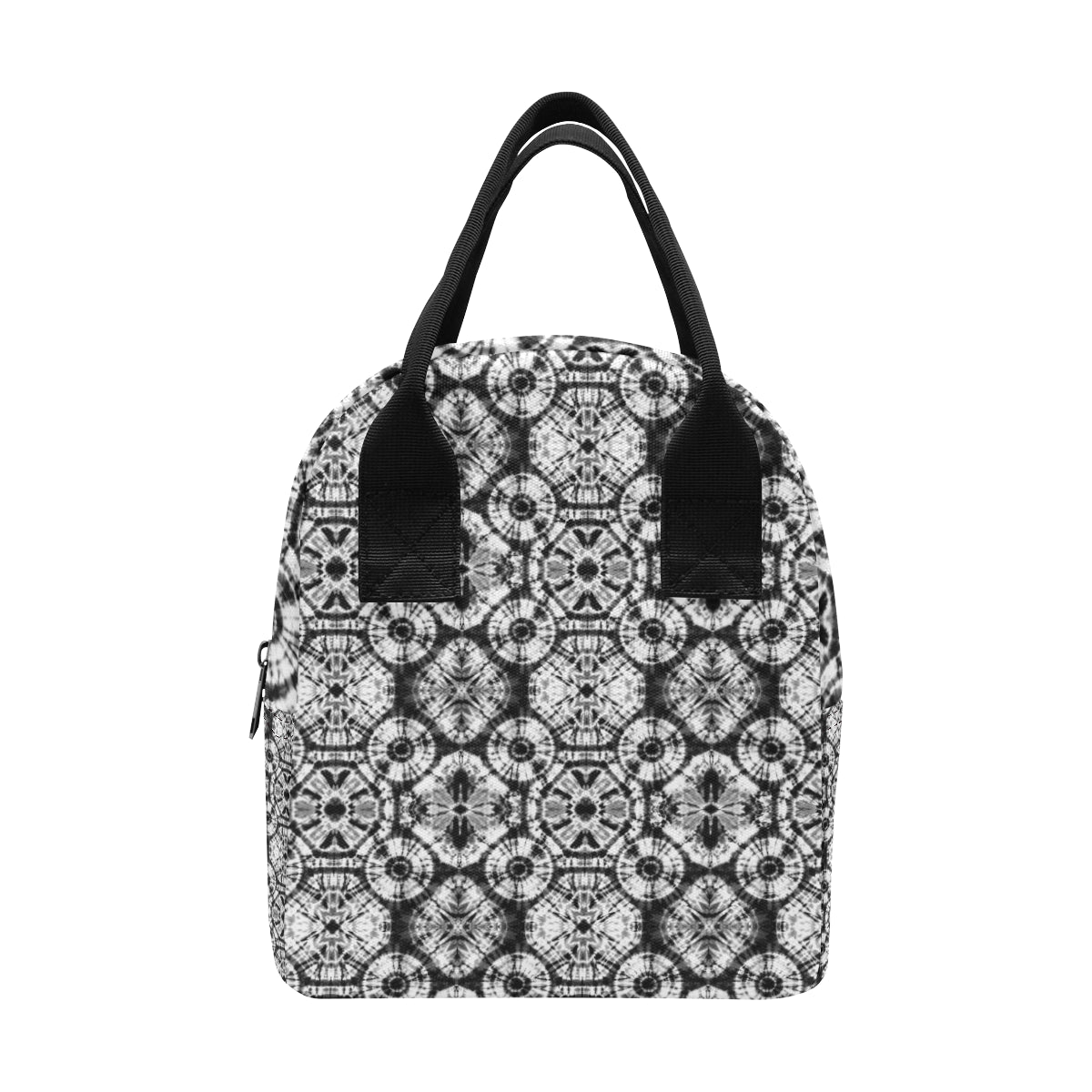 Tie Dye Black White Design Print Insulated Lunch Bag