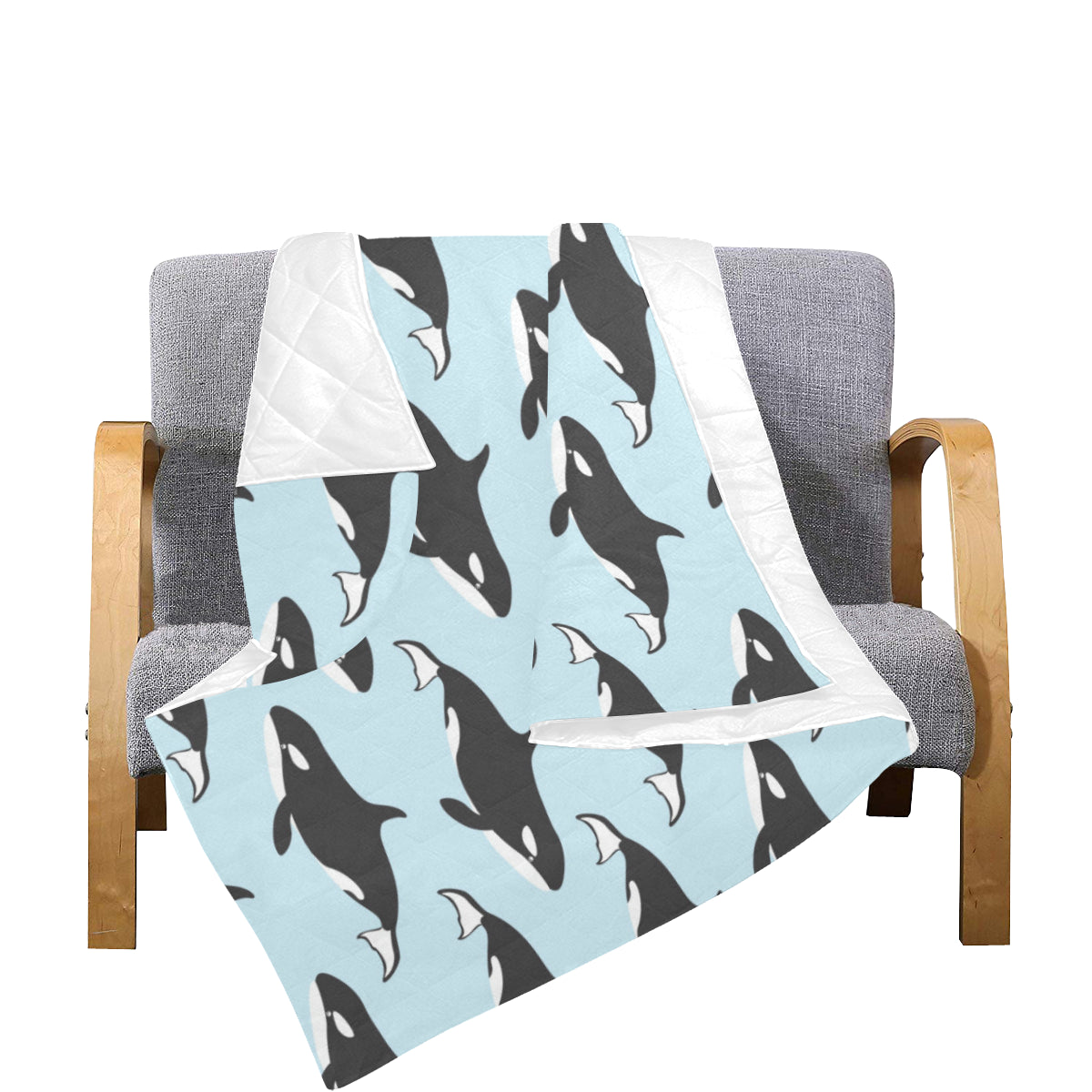 Killer Whale Pattern Print Design 01 Premium Quilt