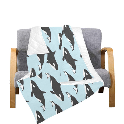 Killer Whale Pattern Print Design 01 Premium Quilt