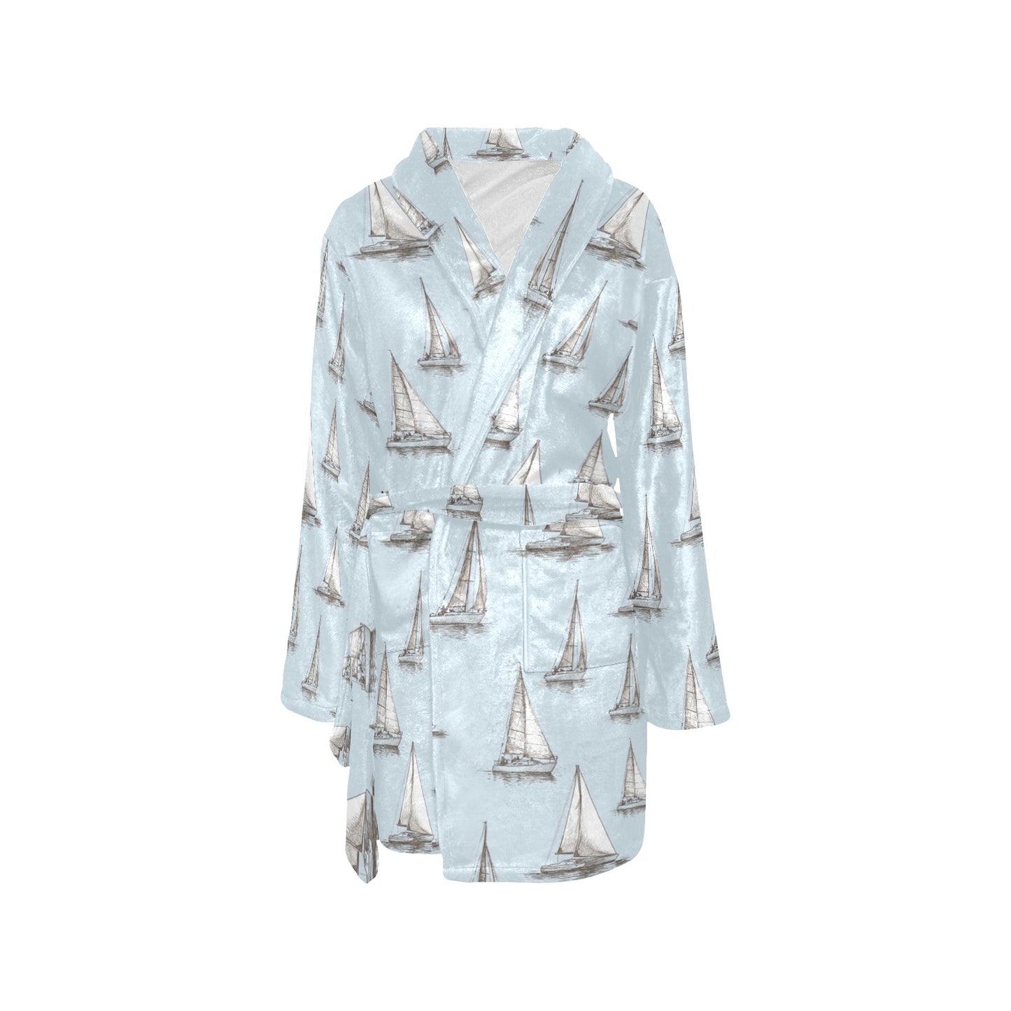Sailing Ships Pattern Print Design A01 Women's Fleece Robe