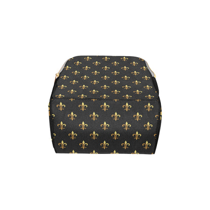 Fleur De Lis Gold Pattern Print Design 03 Diaper Bag Backpack