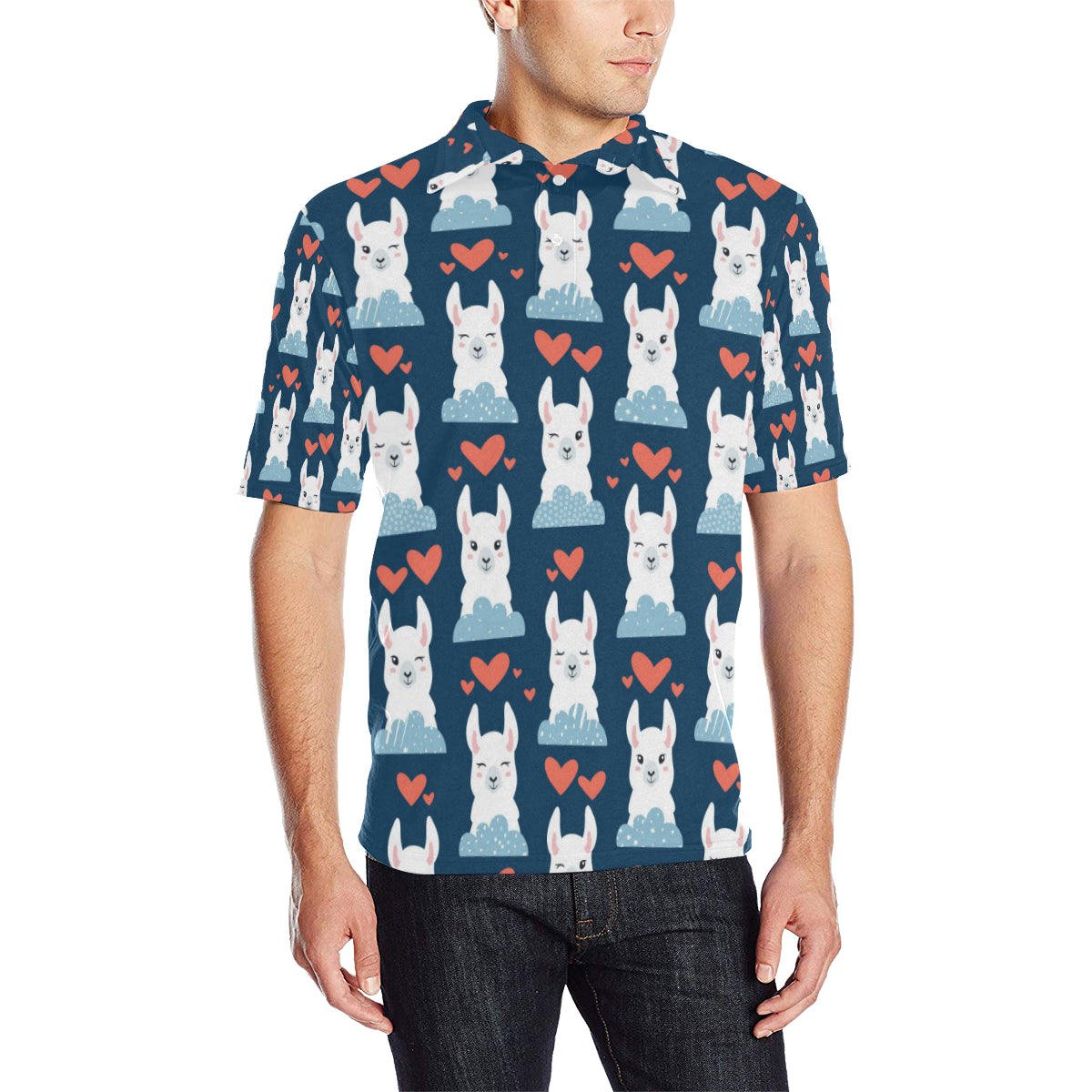 Alpaca Love Pattern Print Design 05 Men Polo Shirt