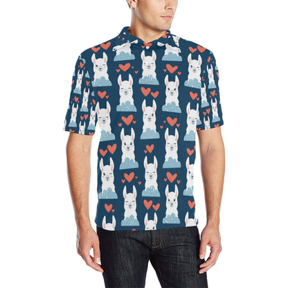 Alpaca Love Pattern Print Design 05 Men Polo Shirt
