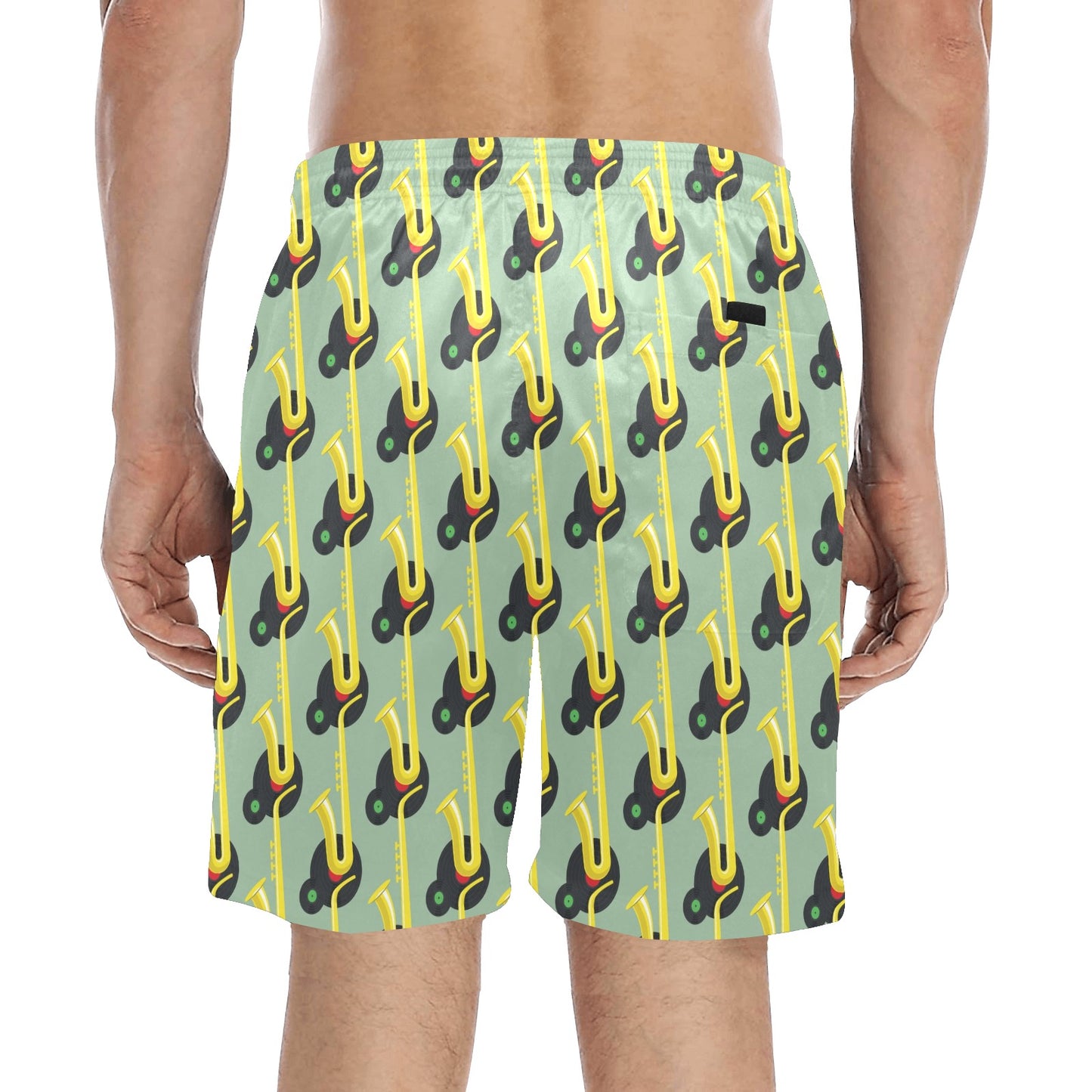 Saxophone Print Design LKS405 Men's Swim Trunks Beach Shorts
