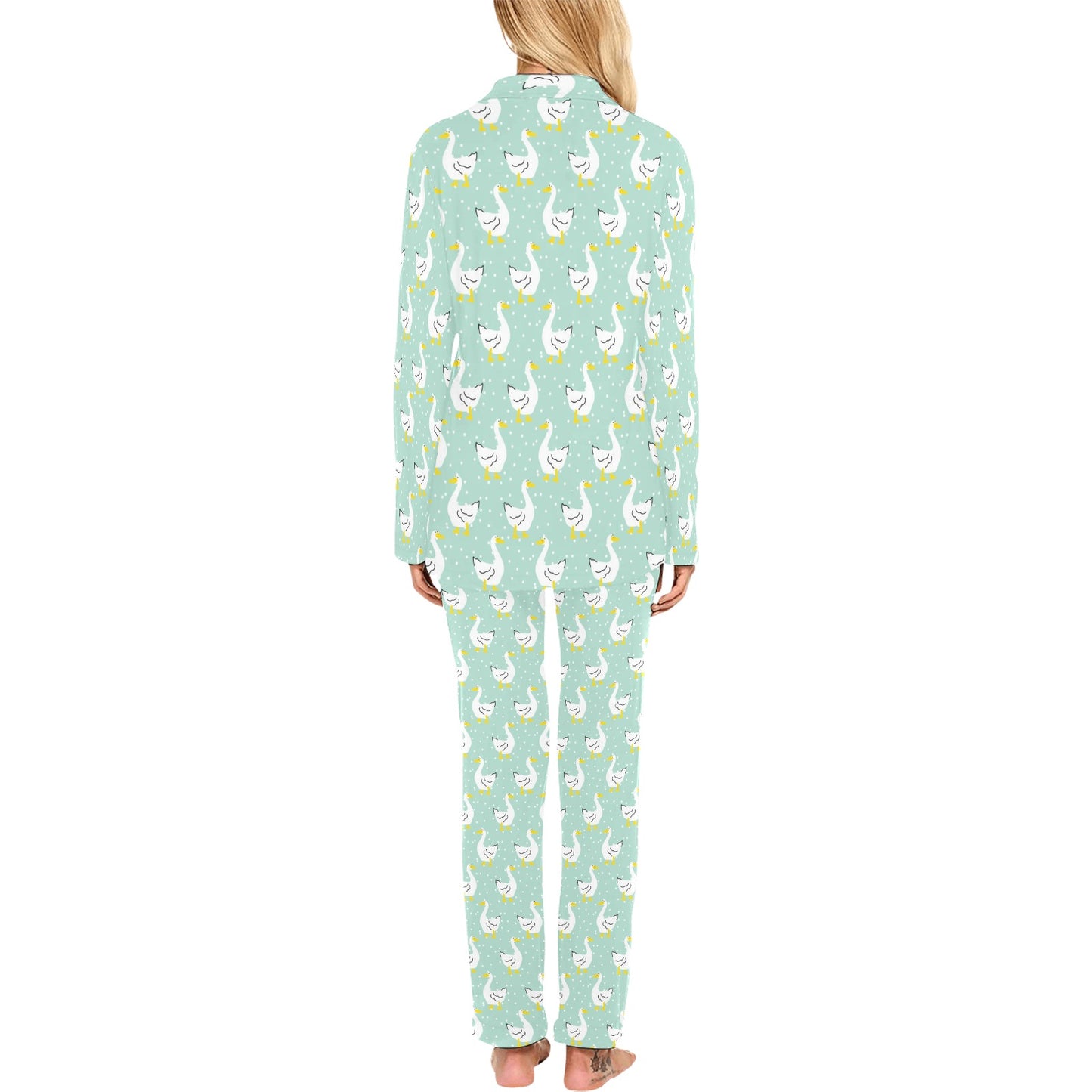 Goose Print Design LKS404 Women's Long Pajama Set