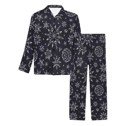 Sun Moon Pattern Men's Long Pajama Set