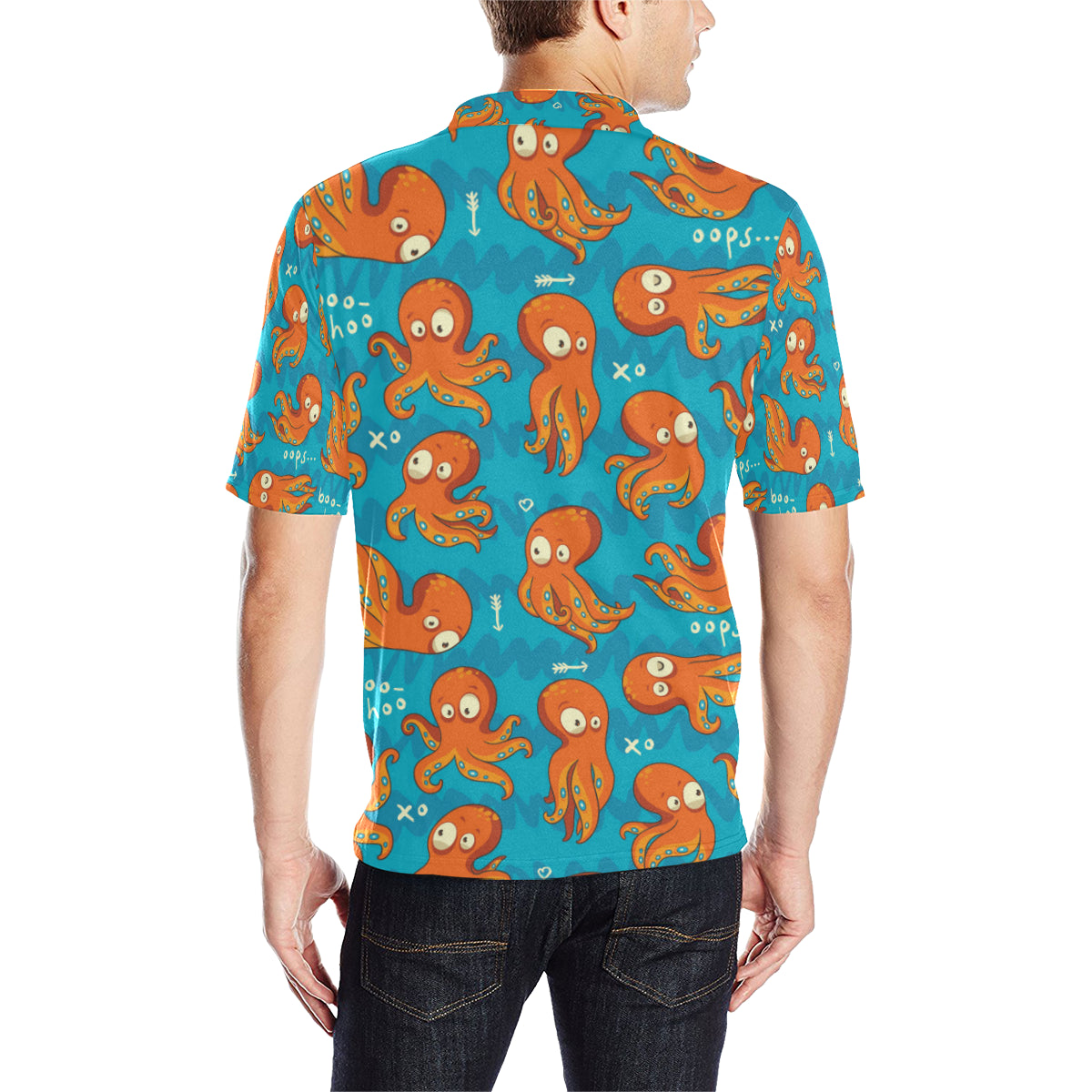 Octopus Pattern Print Design A02 Men Polo Shirt