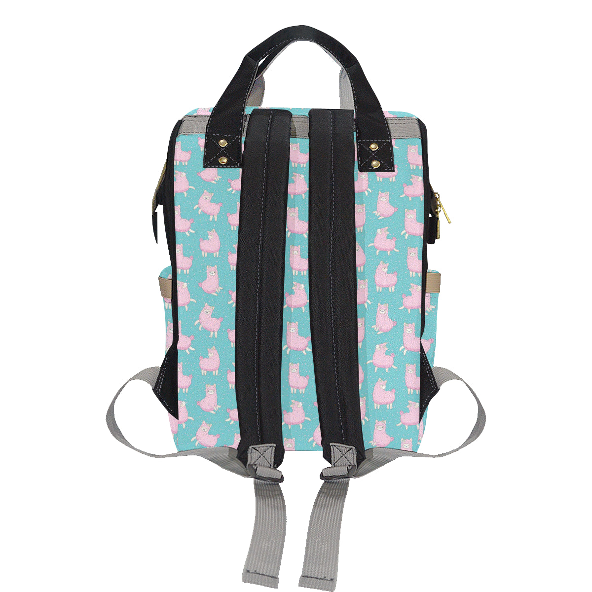 Alpaca Cartoon Design Themed Print Diaper Bag Backpack