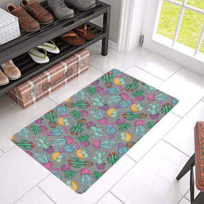 Cactus Colorful Print Pattern Rubber Doormat