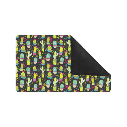 Cactus Neon Style Print Pattern Rubber Doormat
