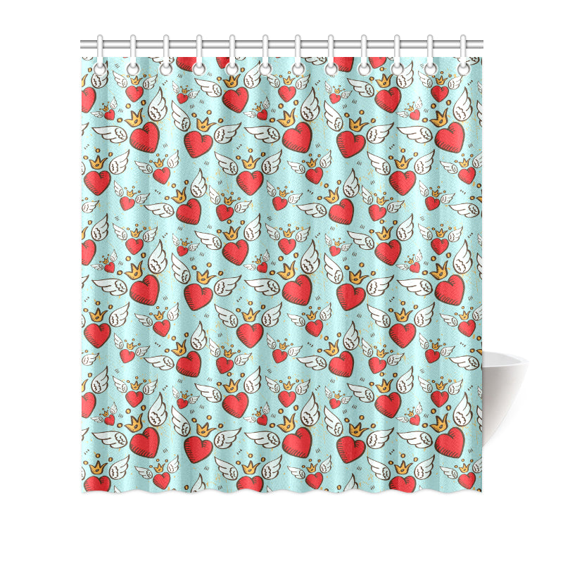 Angel Wings Heart Pattern Print Design 02 Shower Curtain
