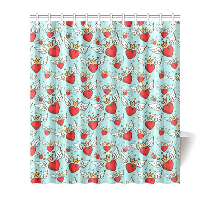 Angel Wings Heart Pattern Print Design 02 Shower Curtain